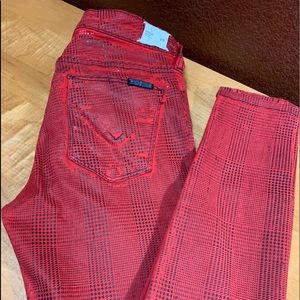 Hudson Red coated black houndstooth skinny Jeans Size 25